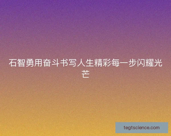 石智勇用奋斗书写人生精彩每一步闪耀光芒